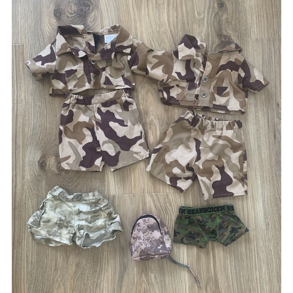 Build a Bear Lot BAB Clothing Camo Military Outfits Boxers Shorts Backpack
